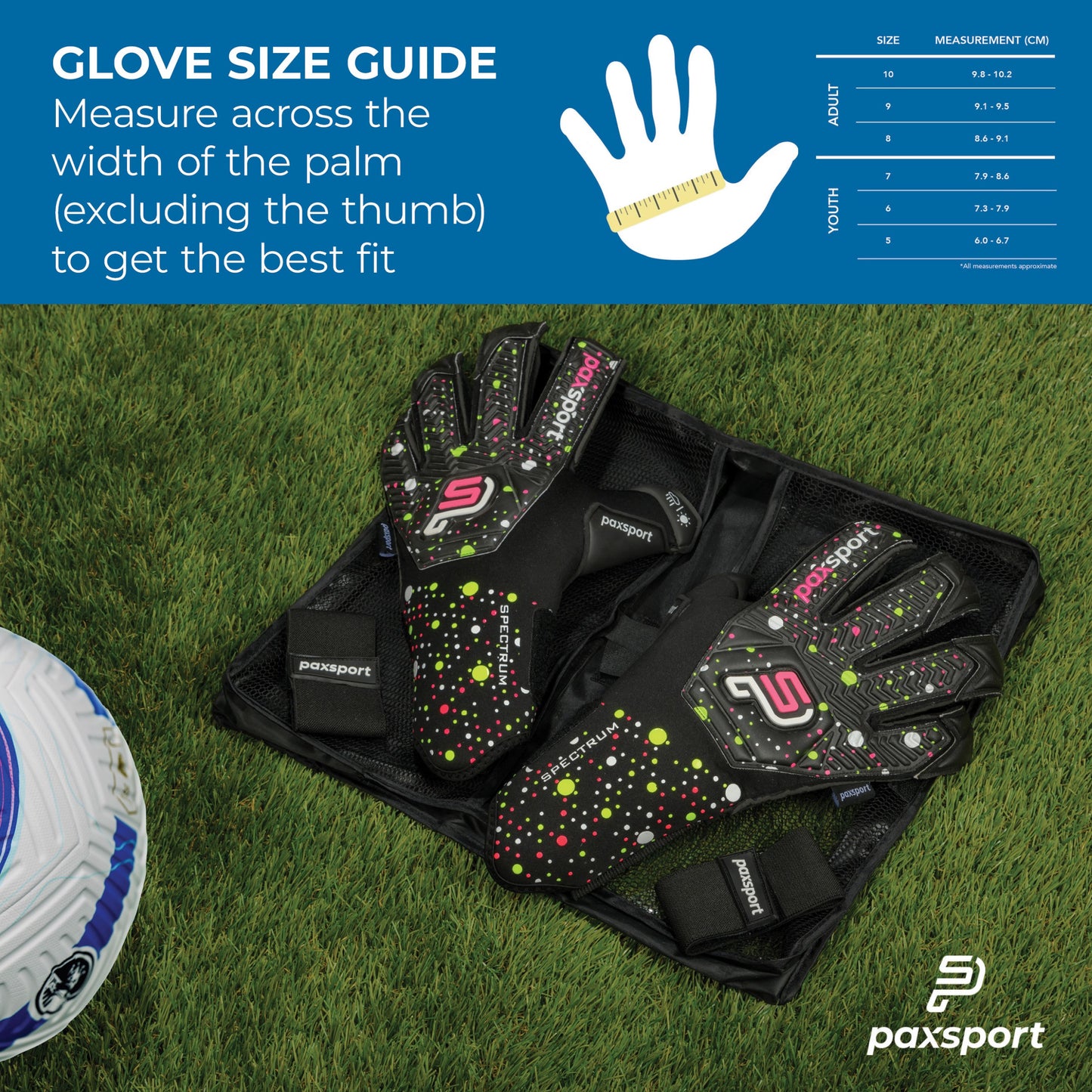 Spectrum | Black | Adult Goalkeeper Gloves | Hybrid Roll Finger | Giga Latex
