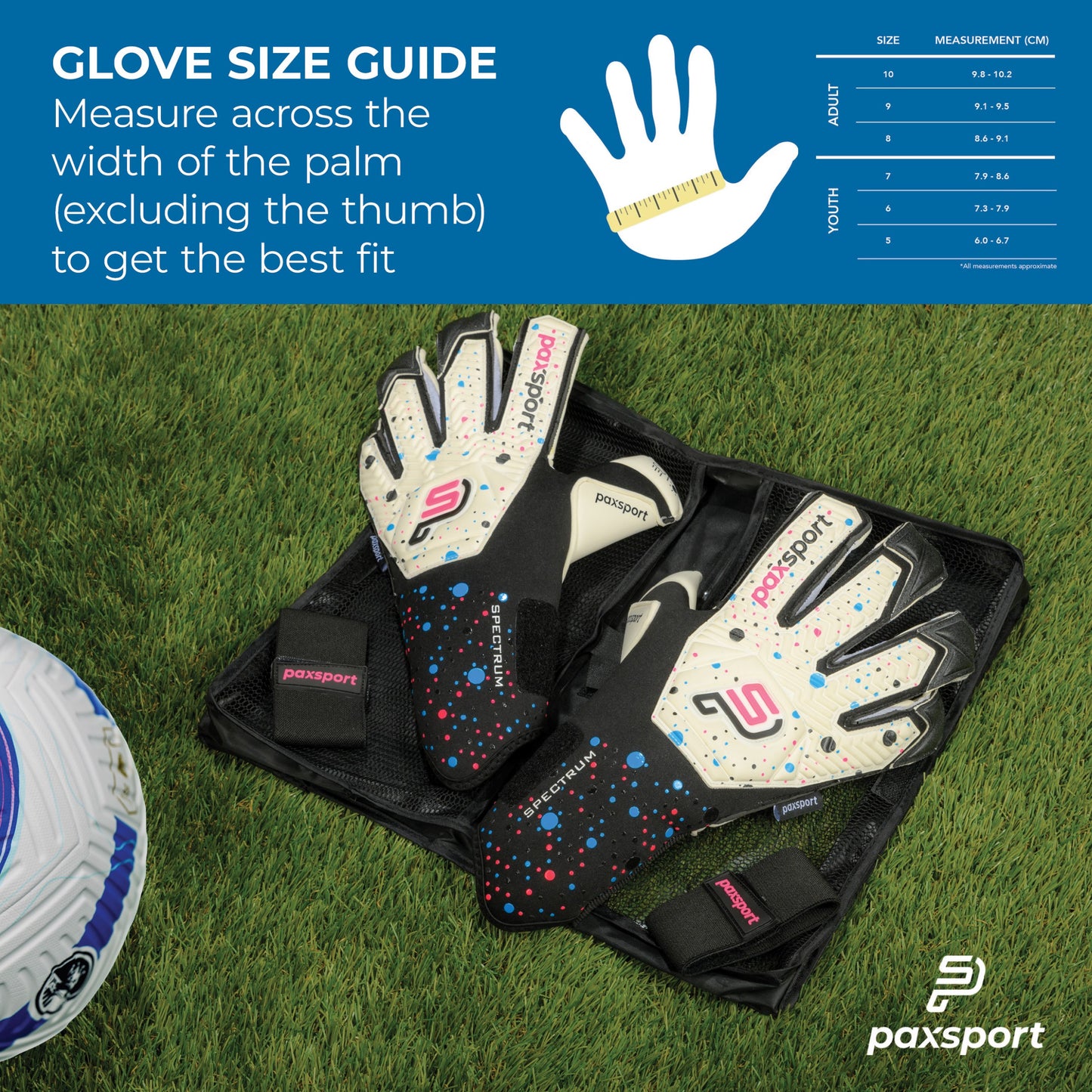 Spectrum | White | Youth Goalkeeper Gloves | Hybrid Roll Finger | Sporty Latex