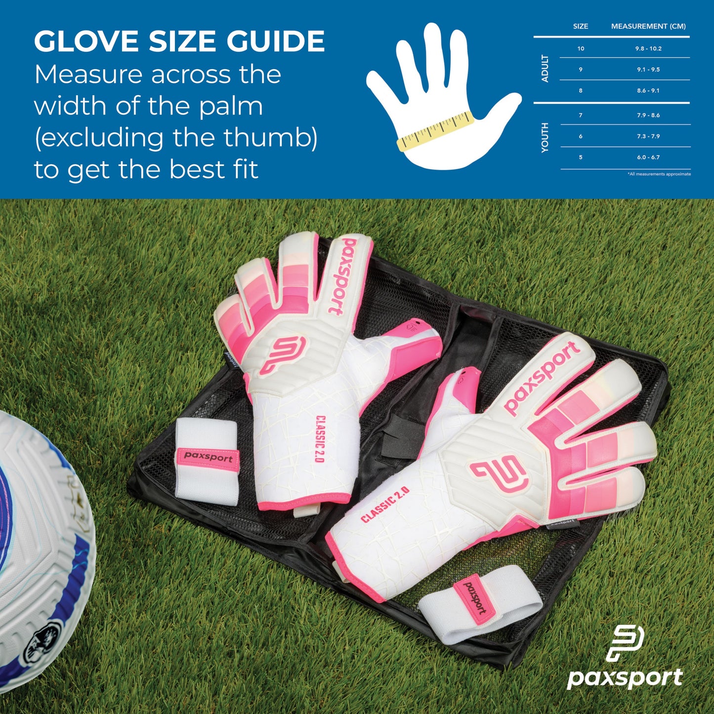 CLASSIC 2.0 | Pink | Adult Goalkeeper Gloves | Roll Finger | Contact Latex