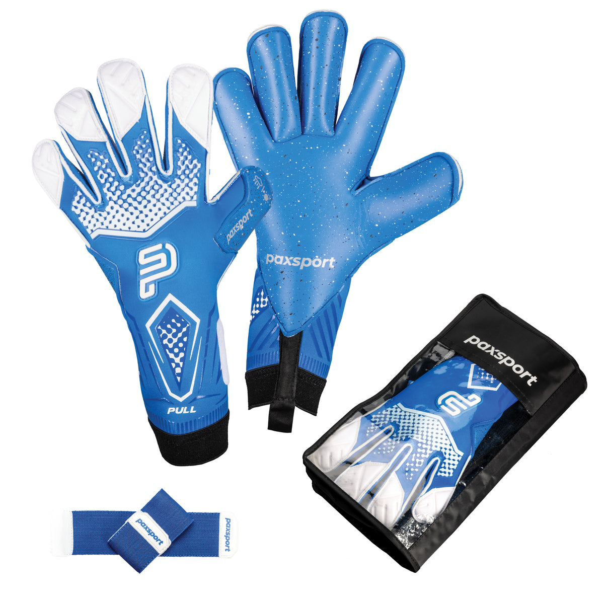 React Blue adult goalkeeper gloves with storage wallet