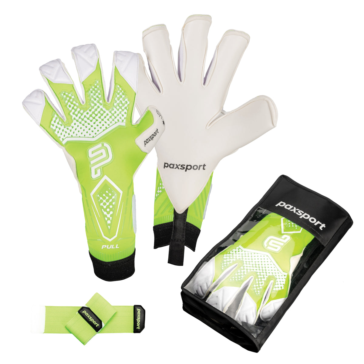 REACT Green Giga Grip Hybrid Roll goalkeeper gloves with Glove Wallet adult professional quality Paxsport
